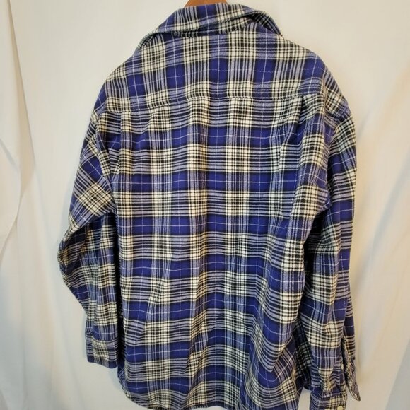 Men's GAP Heavy Flannel Blue Plaid Button Down Long Sleeve Shirt L - Picture 4 of 4